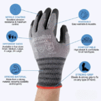 Black PU Coated Gloves, Cut Level 4 - 12Pr / Bag, 20bags/Case - Image 2